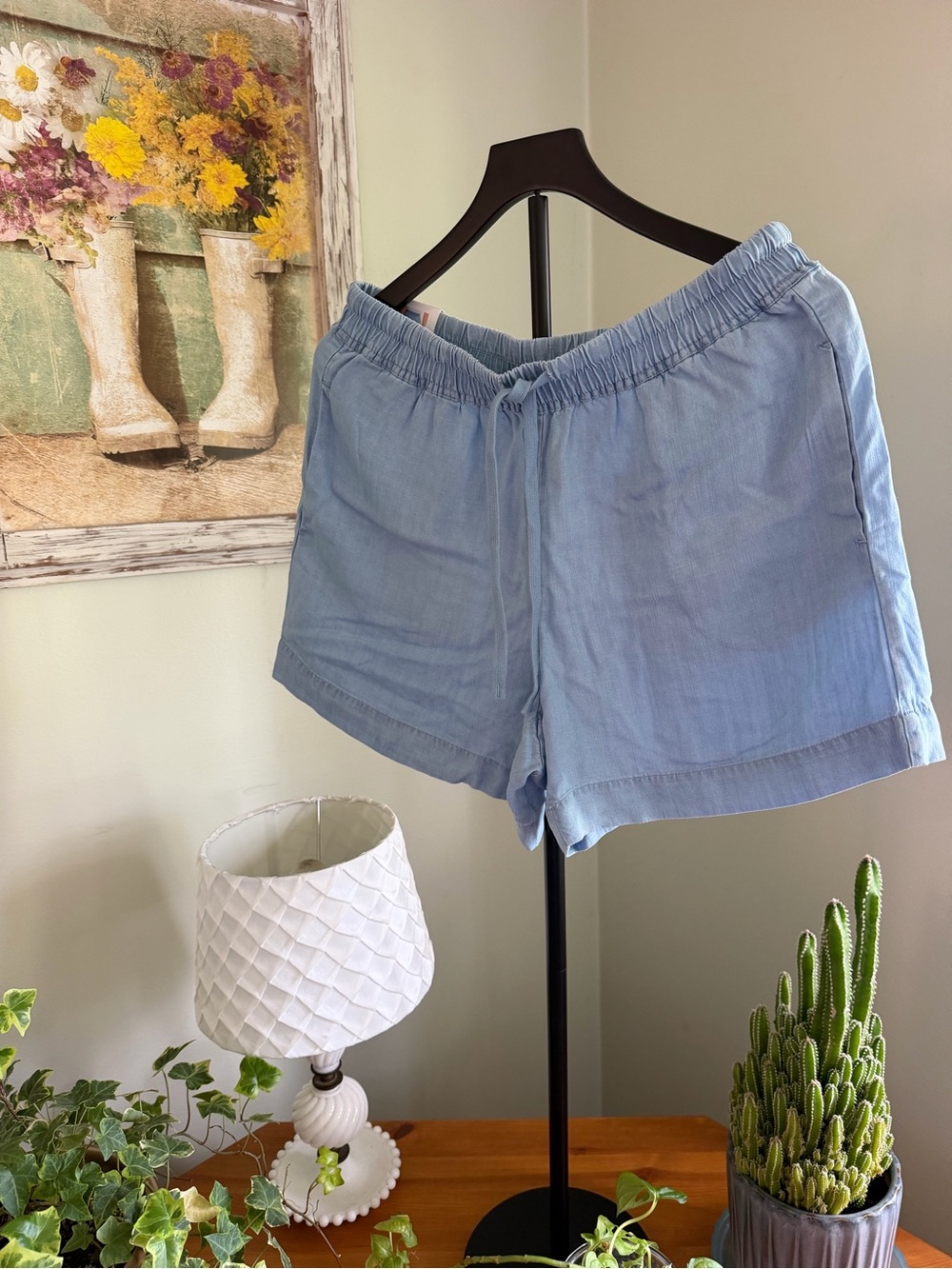 Hilary Radley Light Blue Drawstring Athletic Shorts